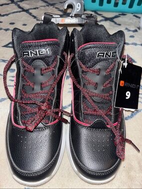 AND1 Black high top Sneakers with Red Accents! Size 9!  NWT